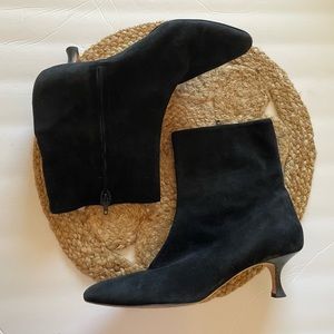 Manolo Blahnik Suede Black Heeled Booties 39.5
